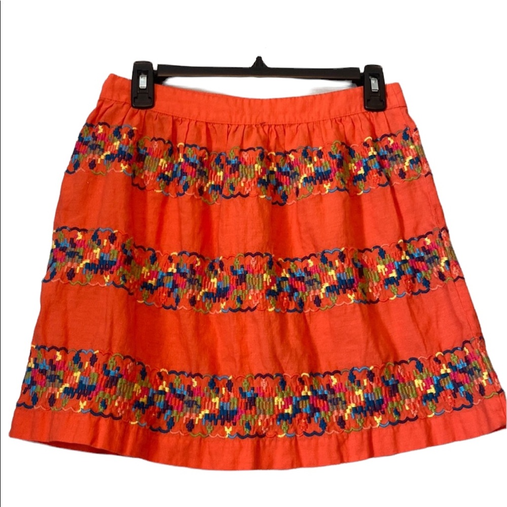 Tommy Hilfiger Colorful Orange Embroidered Pencil Skirt